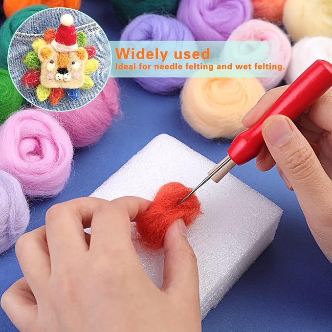 Mayboos 54 Colors Needle Felting Wool, 5.71oz Wool Roving Felting Fiber Wool - Image 5