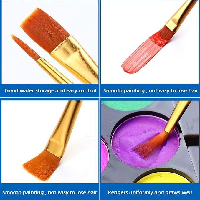 AROIC Acrylic Paint Brush Set, 2 Packs / 20 pcs Nylon Hair Brushes - Image 7