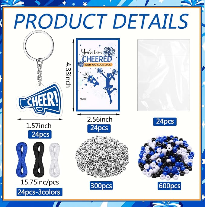 Suncalla 996 Pcs 24 Set Cheer Keychain Making Kit DIY Key Chain Crafts - Image 2