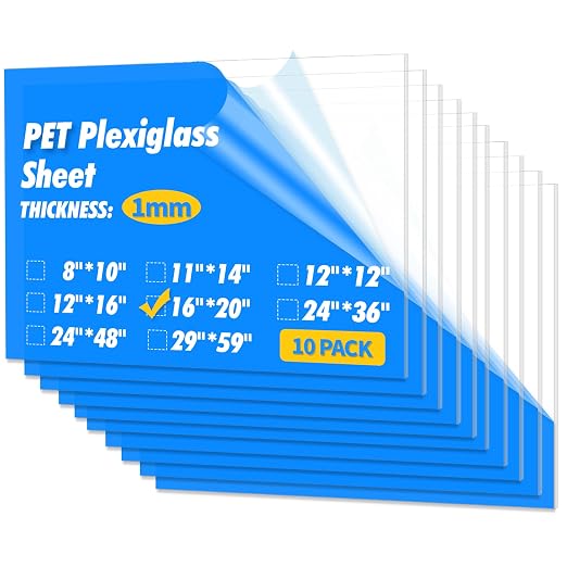 Art3d 10-Pack of 16×20" PET/Plexiglass Sheets, Transparent Clear Flexible by Art3d