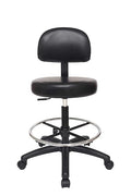 Chair Master Adjustable Chair for Exam Rooms, Labs, Doctor and Dentist Offices. Easy to Clean! 19"-27" Seat Height. 18" Foot Ring (Medium Bench Height, Black)