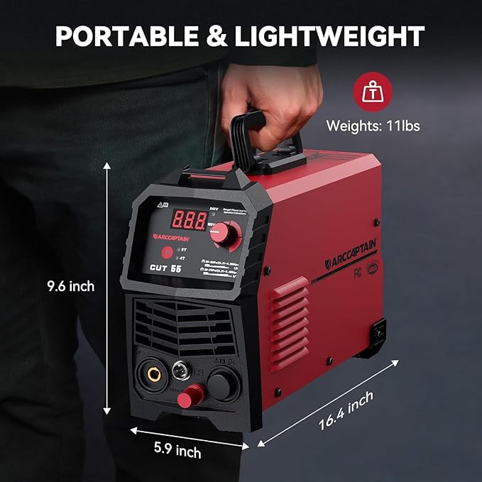 ARCCAPTAIN 55A Plasma Cutter, Non-Touch Pilot Arc High-Frequency Plasma Cutting Machine, 120/240V Dual Voltage IGBT Inverter, 1/2" Clean Cut, 2T/4T, for Beginners DIY
