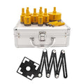 HIGHDRIL Multi Angle Measuring Ruler 5-Hole Drill Locator & Diamond Drill Bit Kit Triangle Shank for Porcelain Tile Ceramic Marble Brick Vacuum Brazed Hole Saw(6/8/10/20/25/28/32/35/45/50/65mm)