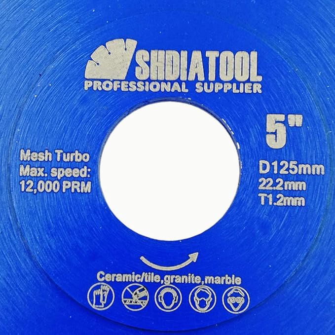 SHDIATOOL 5 Inch Diamond Saw Blade Cutting Porcelain Tile Ceramic Granite Marble Brick