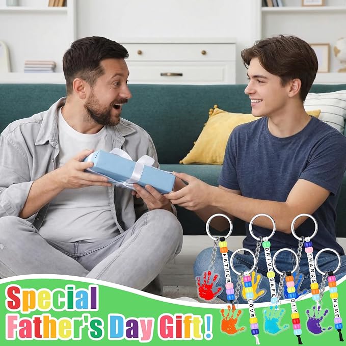 Suncalla 996 Pcs 24 Set Father's Day Keychain Making Kit DIY Bead Crafts | - Image 6