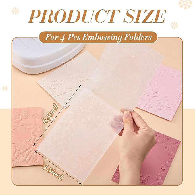Geiserailie 4 Pcs Embossing Folders 2d/3D Embossing Machine Template Paper Card - Image 2
