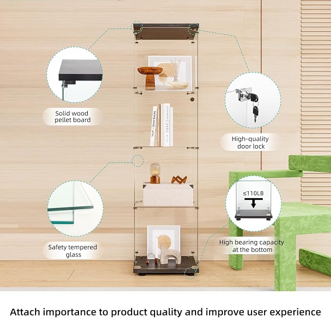 FLYMUHJIA Curio Cabinet Glass Display Case - Image 5