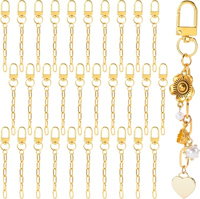 30pcs Gold Keychain Making Kit, Key Ring Swivel Snap Hook Chains, Extender by Unknown