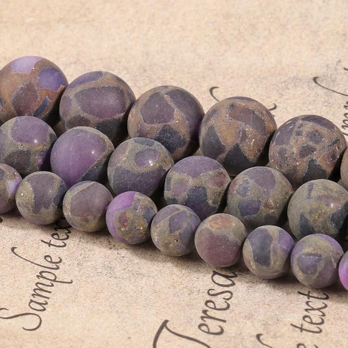 8mm Matte Purple Cloisonne Jasper Bead, 15-Inch Matte Round Loose Stone Beads - Image 5