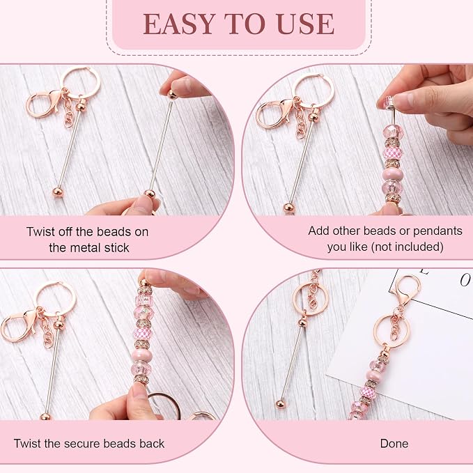 Tondiamo 24 Pcs Beadable Keychain Bars Bulk Beads - Image 5