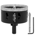 2-1/2 Inch Diamond Hole Saw with Pilot Drill Bit, 2-1/2" Serrated Brazing Tile Hole Saw Diamond Core Drill Bits with Guiding Bit for Ceramic Porcelain Tile Glass Stone Granite Marble