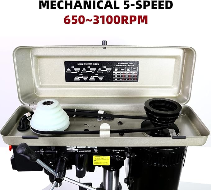 BUCKTOOL 10-Inch Drill Press 6.0 Amp 3/4 HP Bench Drill Press 5-Speed Benchtop Drilling Machine with LED Work Light