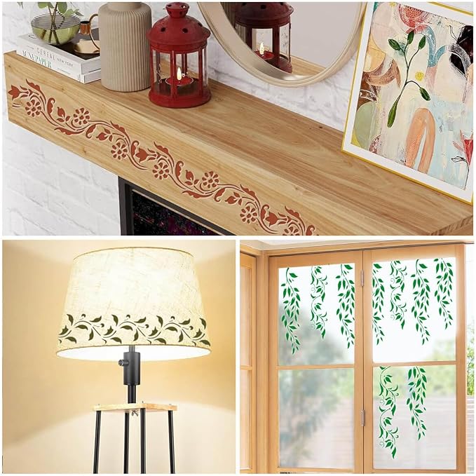 14 PCS Reusable Border Flower Stencils - Image 5