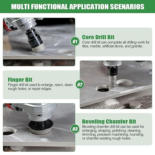Diamond Hole Saw Kit Tile Drill Bits, 13 PCS Diamond Core Drill Bits Set 6/8/10/19/25/35/51/75/100mm+50mm Chamfer Saw +20mm Finger Bit+SDS Adapter Porcelain Hollow Drill Hole Saw for Ceramic, Granite