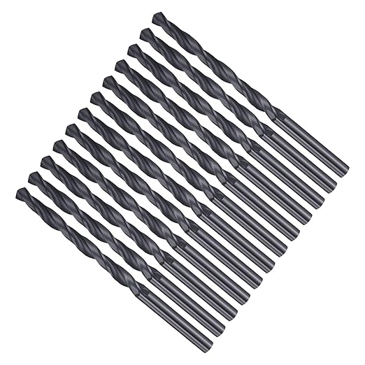 Drill Bit, 13/64" Cutting Diameter, 4241 HSS Nitriding Black 118° Cutting Angle Versatile Jobber Bits - (Applications: for Drilling Plastic Wood Soft Metal), 12-Pieces