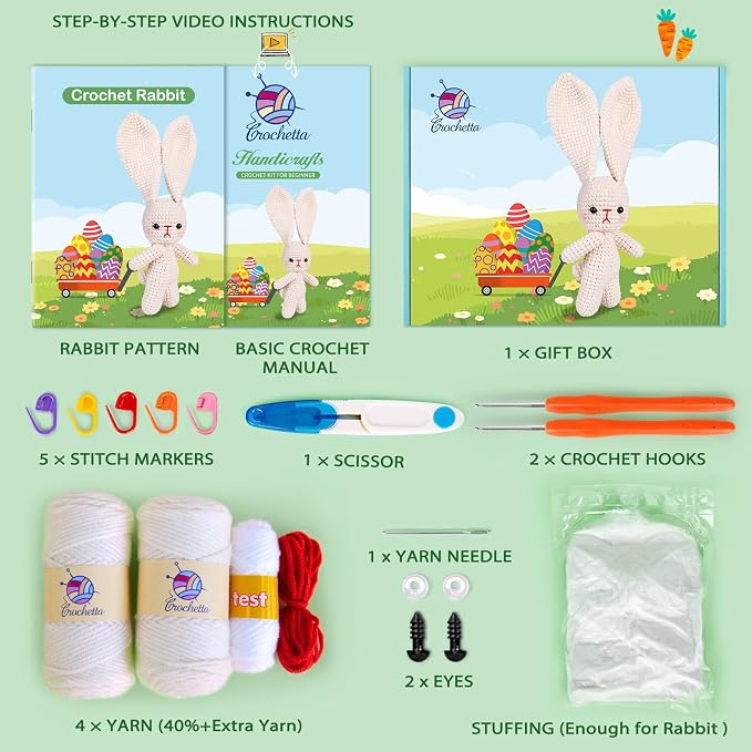 Crochetta Crochet Kit for Beginners, Crochet Starter Kit w Step-by-Step Video - Image 2