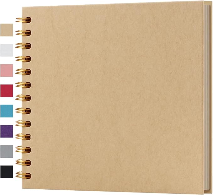 potricher 7 x 7 Inch DIY Scrapbook Album 40 Pages Hardcover Kraft Paper Scrap by potricher
