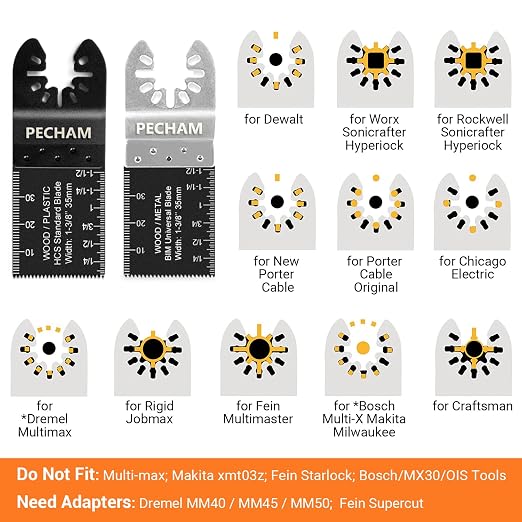 PECHAM 24PCS Universal Wood Metal Oscillating Multitool Quick Release Saw - Image 4