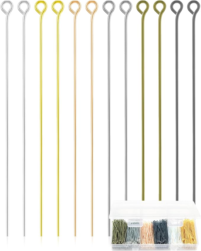 FIVEIZERO 900 PCS Eye Pins for Jewelry Making & Beading, Metal Loop Pin by FIVEIZERO