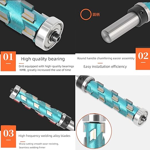 1/2 Shank 2-9/16" Spiral Top Bearing CNC Router Bit Flush Trimming Bit Engraving Router planing Head Wood Cutter Woodworking Tools Carving Cutting Tool