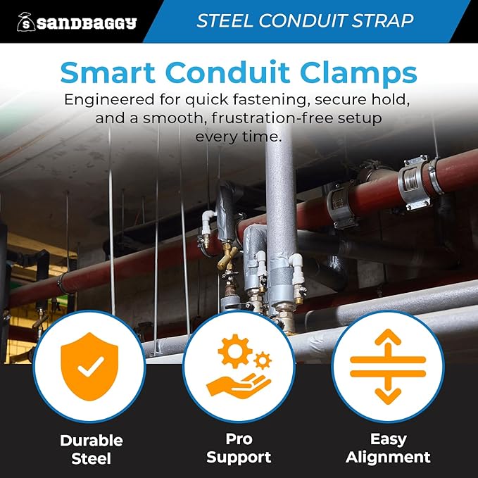 1-Inch One-Hole Conduit Strap | Steel Clamp for Rigid/IMC - Sandbaggy (1 inch, 200, Count)