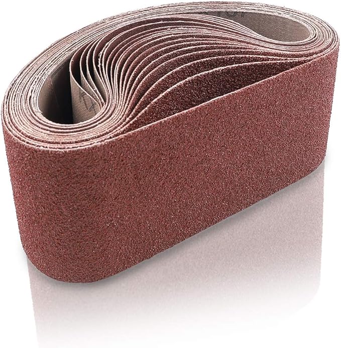 Coceca 3x18 Inch Sanding Belts, 21 Packs Belt Sander Paper Aluminum Oxide Sandpaper (Assorted 3 Each of 40 60 80 120 180 240 320 Grit) for Sander Woodworking