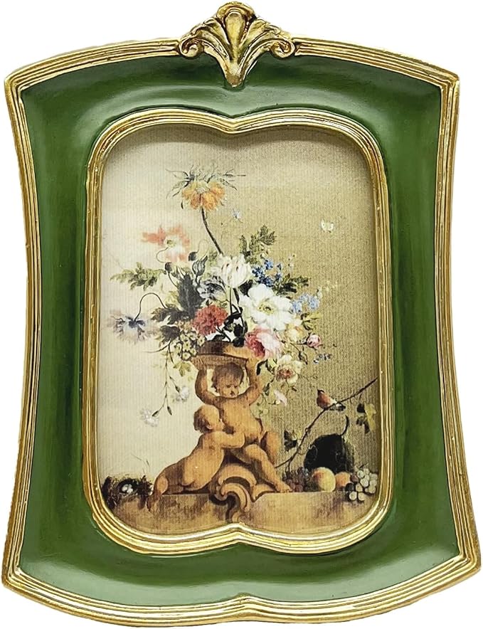 Vintage Picture Frame 2.5x3.5 Antique Ornate Photo Frame Tabletop and Wall by Kangce