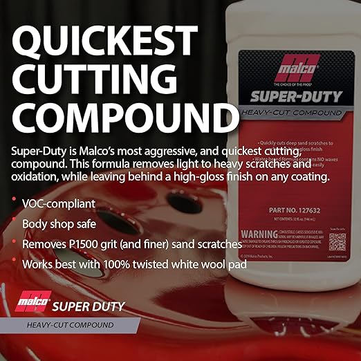 Malco Super Duty Heavy Cut Compound - Professional Cutting, Polishing and Finishing Compound/for Auto Paint Correction, Detailing and Buffing / 1 Gallon (127601)