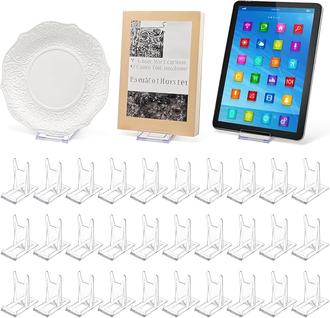 Frcctre 30 Pack Acrylic Easel Stand Plastic Plate Stands Adjustable Clear by Frcctre
