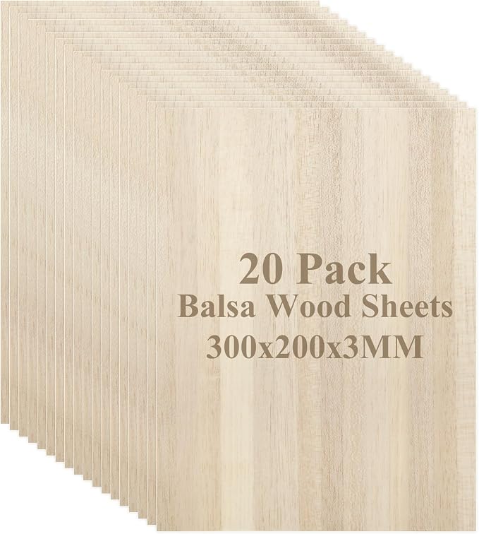 20 Pack Balsa Wood, 7.8”x11.8”x1/8” Balsa Wood Sheet, Thin Natural Unfinished by ZUQIAN