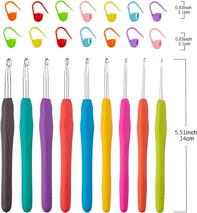 Vodiye 9 Sizes Crochet Hooks 2.0–6.0mm, Ergonomic Crochet Hook Set, Crochet - Image 4