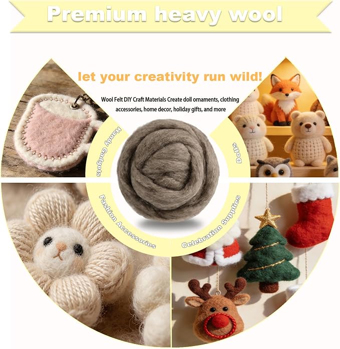 Wool Roving-3.5oz Needle Felting Wool, Soft Multi-Color Wool Fiber, Perfect - Image 3