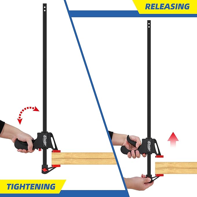 Bar Clamps for Woodworking, One-Handed Clamp/Spreader, 24-Inch Woodworking Clamps Set, Light-Duty Quick-Change F Clamp with 130 lbs Load Limit, 2-Pack