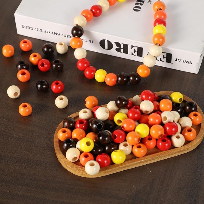 240pcs 16mm Wooden Beads Fall Wood Beads 6 Colors Hole:6mm Round Spacer Beads - Image 7