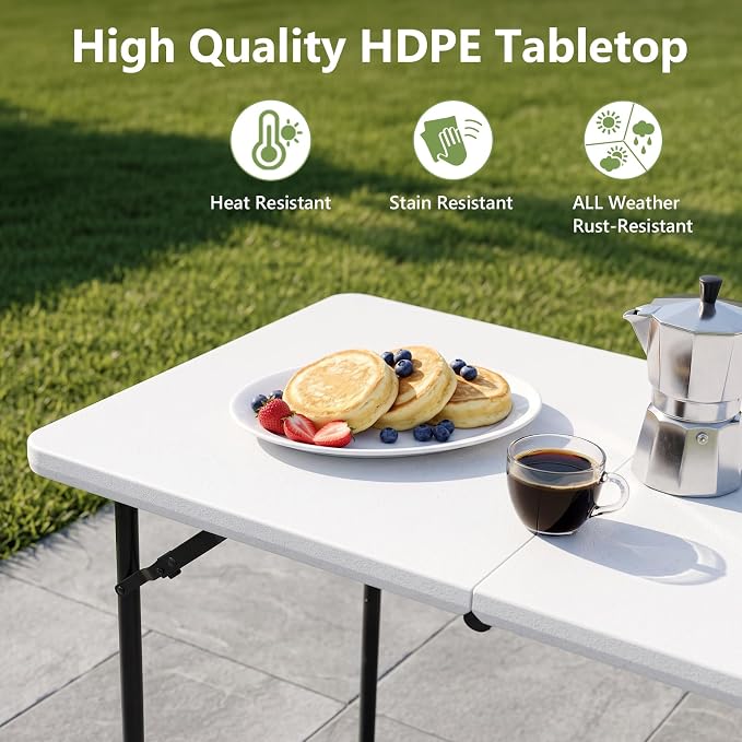Folding Table 2 Pack, 4 FT Foldable Plastic Table - Image 9