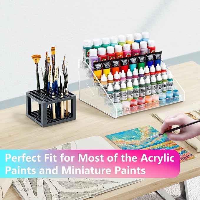 6-Layer Acrylic Organizer with Brush Holder, Easy Assembly Storage Rack - Image 6