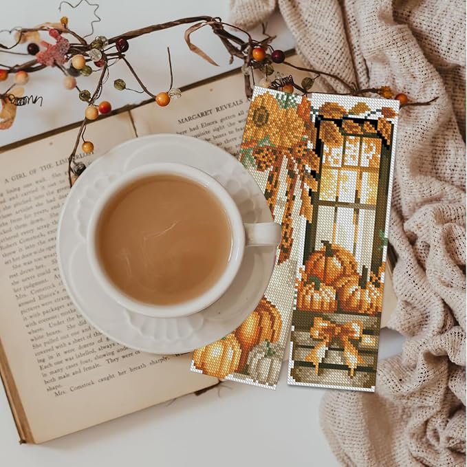 YERUOUIU 6 PCS Fall Cross Stitch Bookmark Kit - Image 6