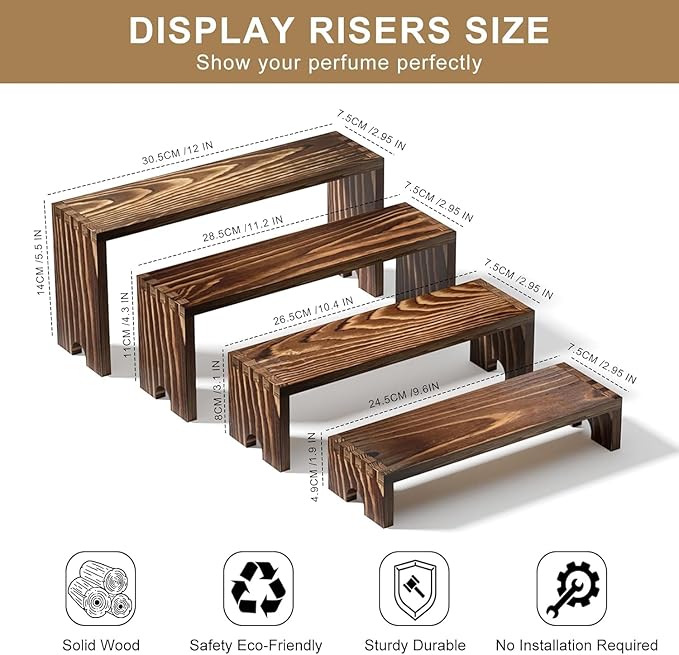2 Set Wooden Tiered Risers Display Stands - Image 9