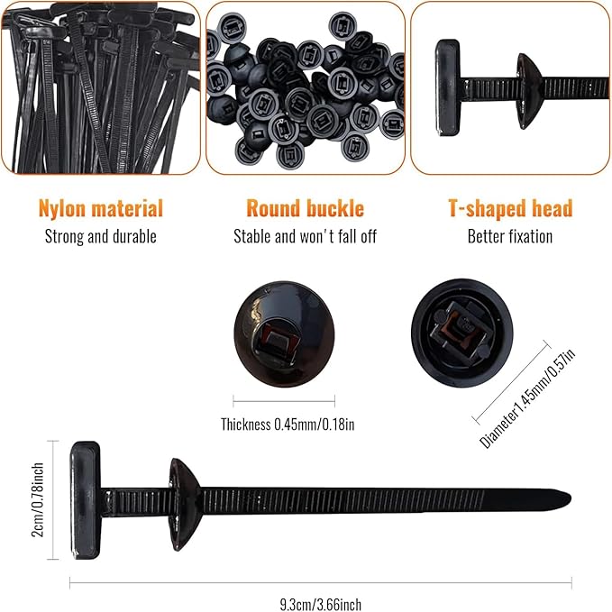 100PCS Nylon Universal Cable Tie Buckle, Heavy Duty Self-Locking Nylon Zip Ties Holder, Multipurpose Plastic Cable Ties Tool, New Multifunctional Cable Tie Buckle for Car Daily Repair