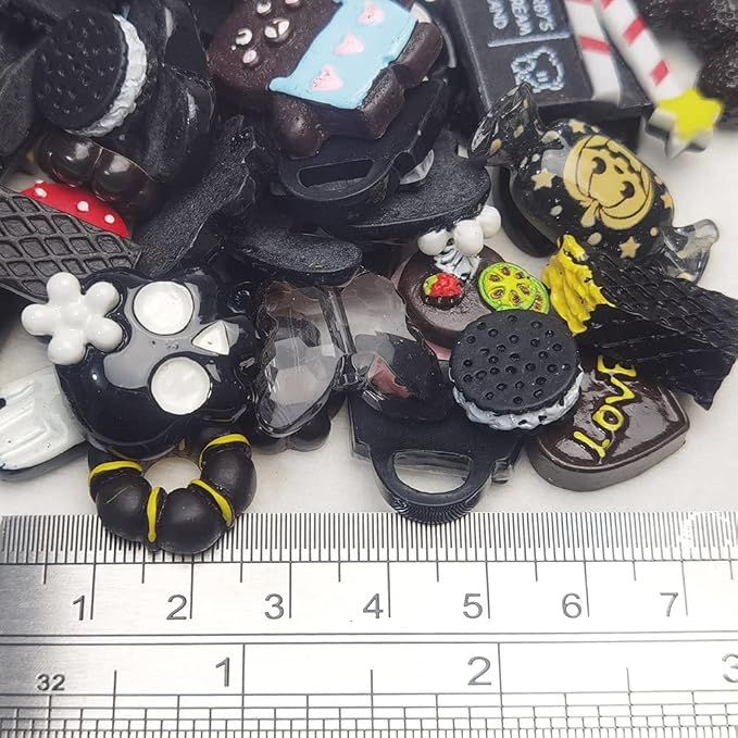 Chenkou Craft 50pcs Lots Mix Assorted Black Halloween Craft DIY Flatbacks Resin - Image 2