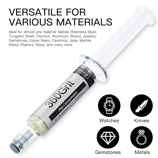 Diamond Polishing Compound Lapping Compound 360 Grit 37-43 Microns with 30% Concentration of Diamond Powders Diamond Stropping Paste for Glass Marble Metal Resin Rock Jewelry Watch etc.