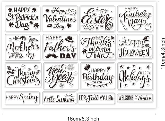 INFUNLY 16pcs Word Clear Stamps - Image 2