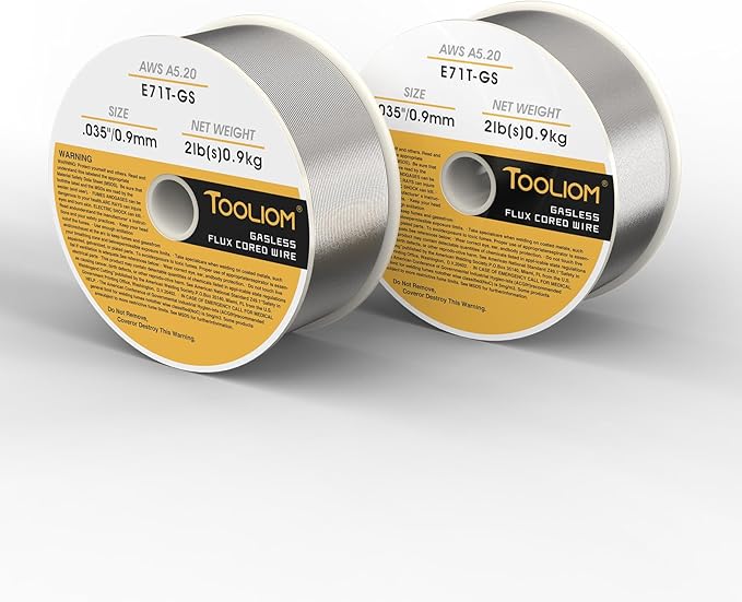 TOOLIOM E71T-GS .035" Diameter 2-Pound Spool Flux Core Self-shielded Carbon Steel MIG Welding Wire 2 PCS