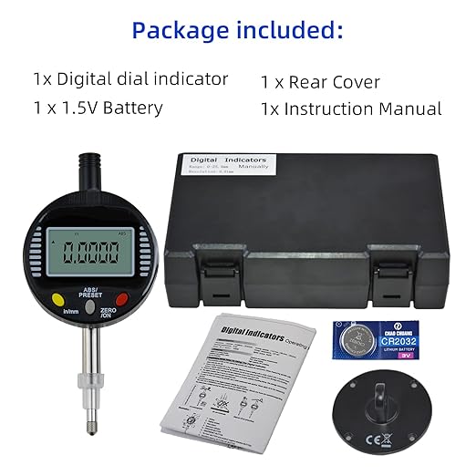 Electronic Digital Dial Gauge,with A Range of 0.5in/12.7mm and A Digital Indicator Accuracy of 0.01mm/0.0005 "Metric and Imperial Measure Tool Electronic Dial Gauge of 3D Printing and CNC Machine