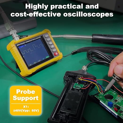 Mini Handheld Oscilloscope Kit, 2.5MS/s Portable Pocket Oscilloscope Multimeter,250KHz Bandwidth, 2.8" TFT Display,USB Rechargeable, Advanced Auto Trigger System, Portable for Fieldwork