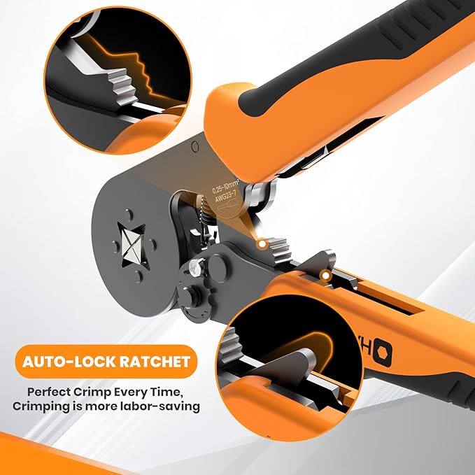 HARDELL+ Ferrule Crimping Tool, AWG 23-7 Wire Ferrule Kit with 1200PCS Terminals, Self-adjustable Ratchet, Square Ferrule Crimper Suitable for Wire Terminals, Cables End-sleeves