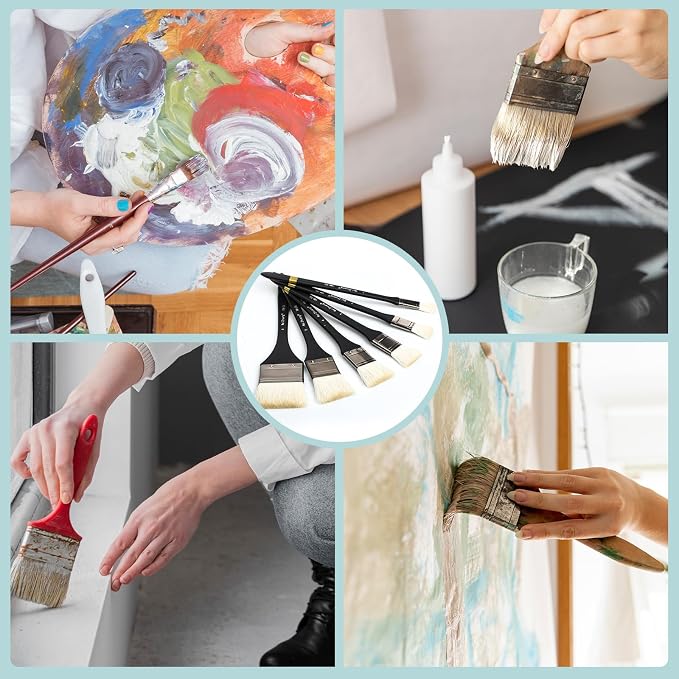 EORTA Flat Art Paint Brushes Set Assorted Size Nylon Painting Brushes - Image 5