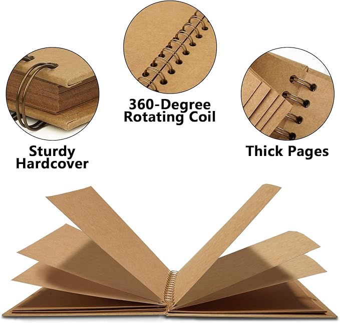 Vienrose DIY Scrapbook Album 10x10 Inch Hardcover Kraft Paper Scrap Book Photo - Image 3