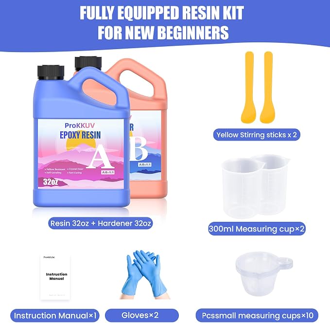 Epoxy Resin Kit, 64OZ Kit Crystal Clear Resin Epoxy, Bubble Free, No Yellowing - Image 2
