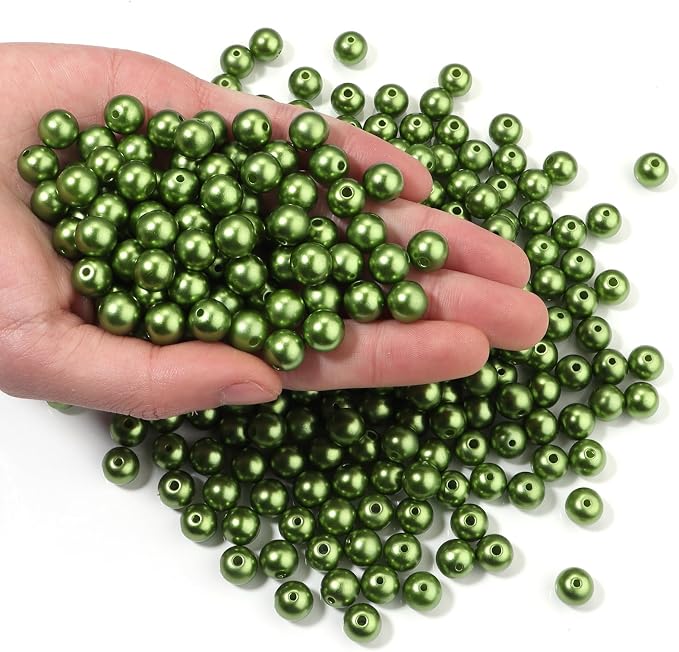 200pcs Green 10mm Pearl Beads by chuyau